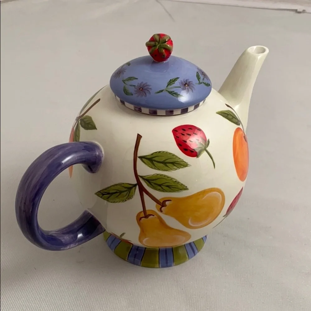 Zrike Fruit Medley multicolor ceramic tea pot